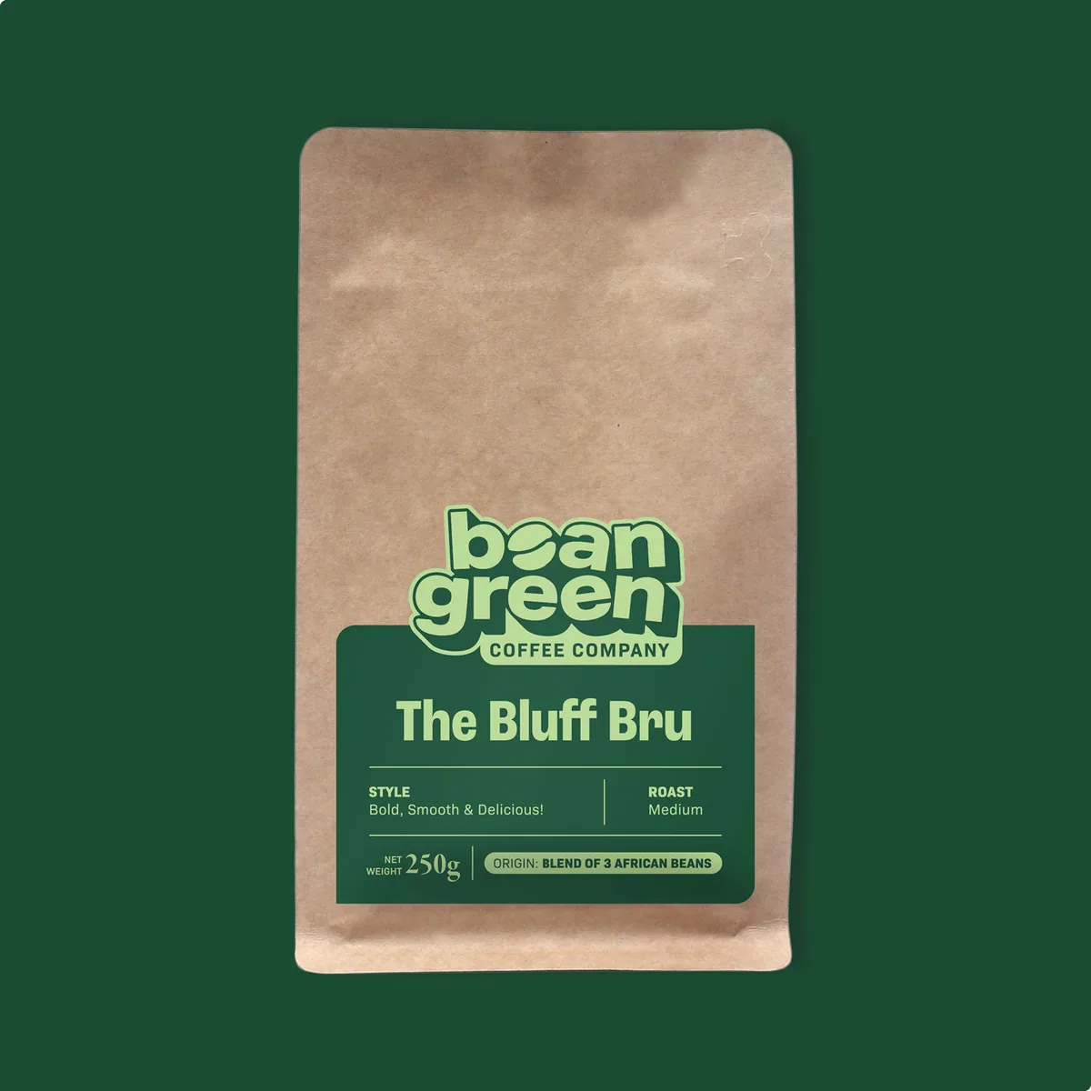 the bluff bru, ethiopia coffee from the bean green coffee roastery.