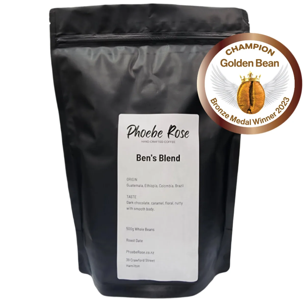 ben's blend, ethiopia + brazil + guatemala coffee from phoebe rose coffee roaster
