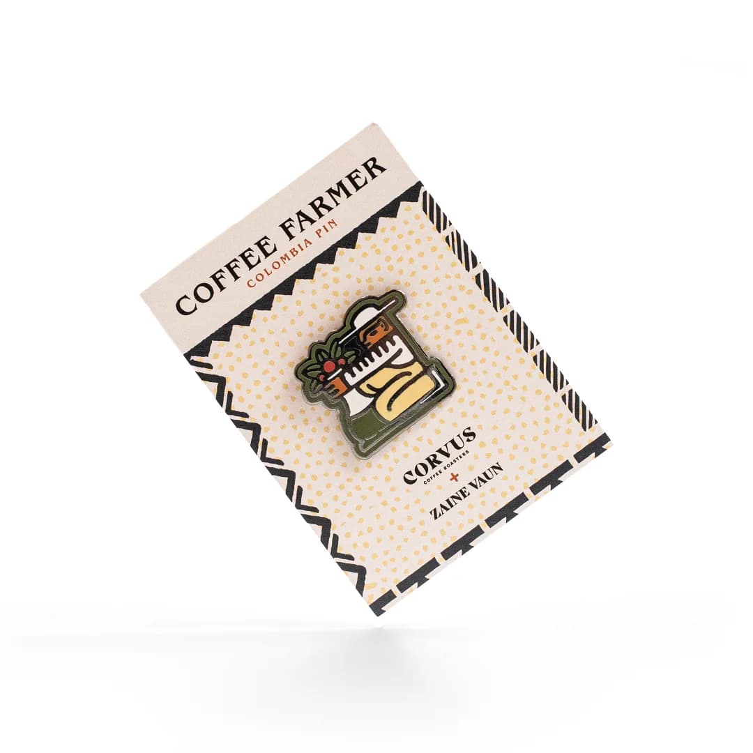 san pedro farmer pin • funding ciro's pink bourbon project, colombia coffee from corvus coffee roasters