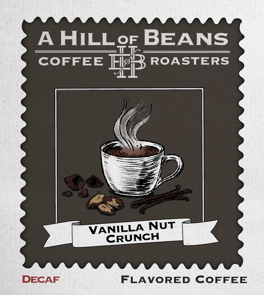 decaf vanilla nut crunch, brazil coffee from a hill of beans coffee roasters