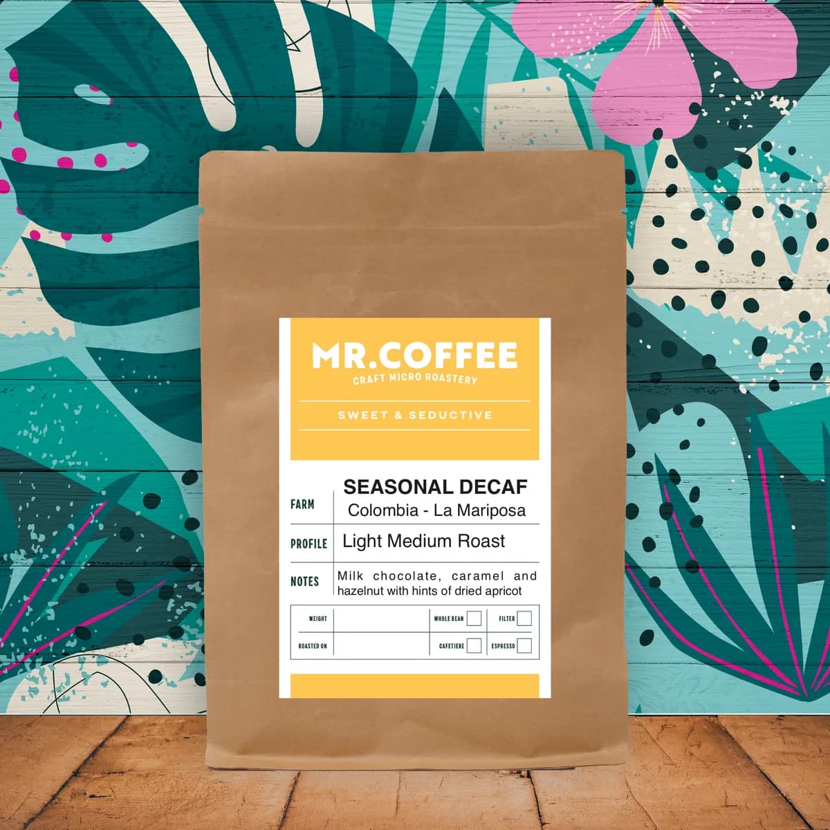 seasonal decaf light medium roast, colombia coffee from micro roastery