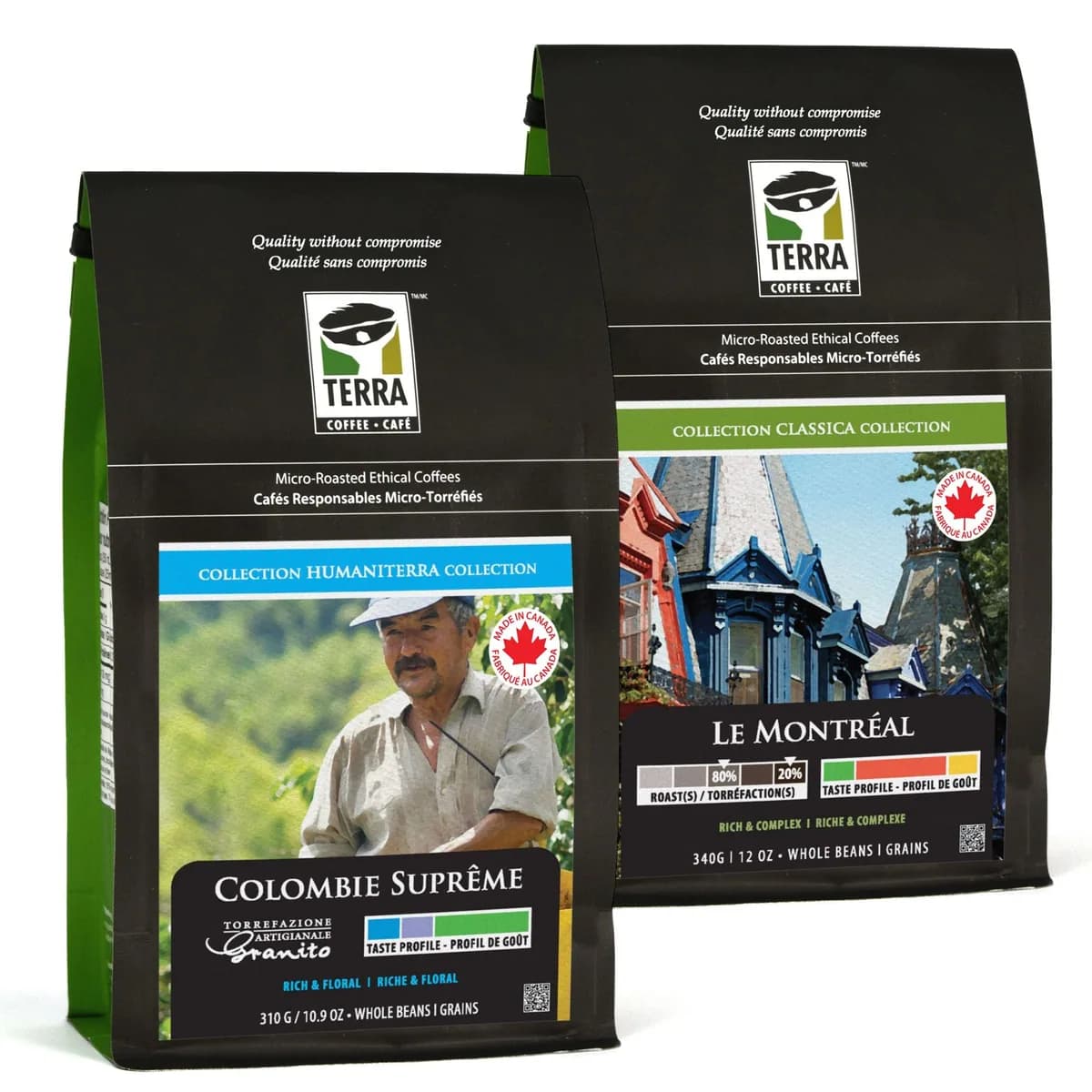 montreal colombia coffee duo, colombia coffee from terra coffee and tea ltd