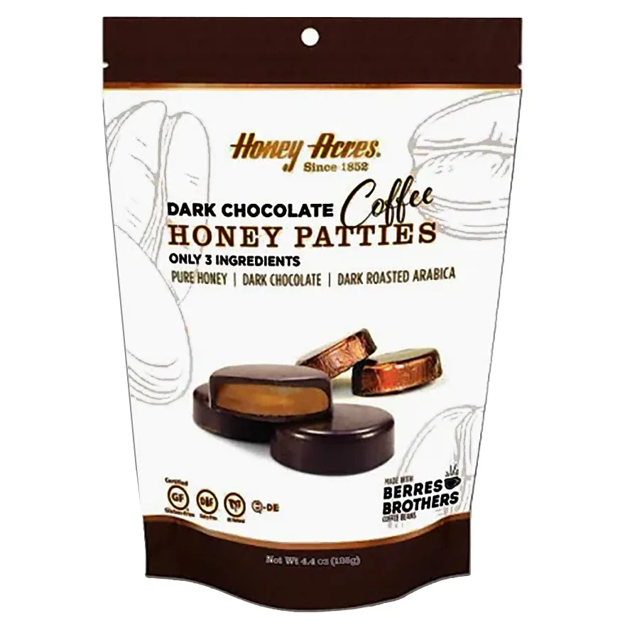 dark chocolate coffee honey patties, indonesia + sumatra coffee from berres brothers coffee roasters