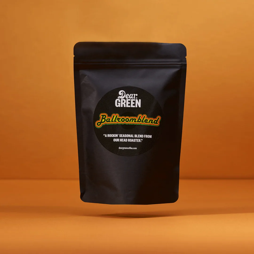 the ballroom blend, rwanda + brazil coffee from dear green coffee roasters