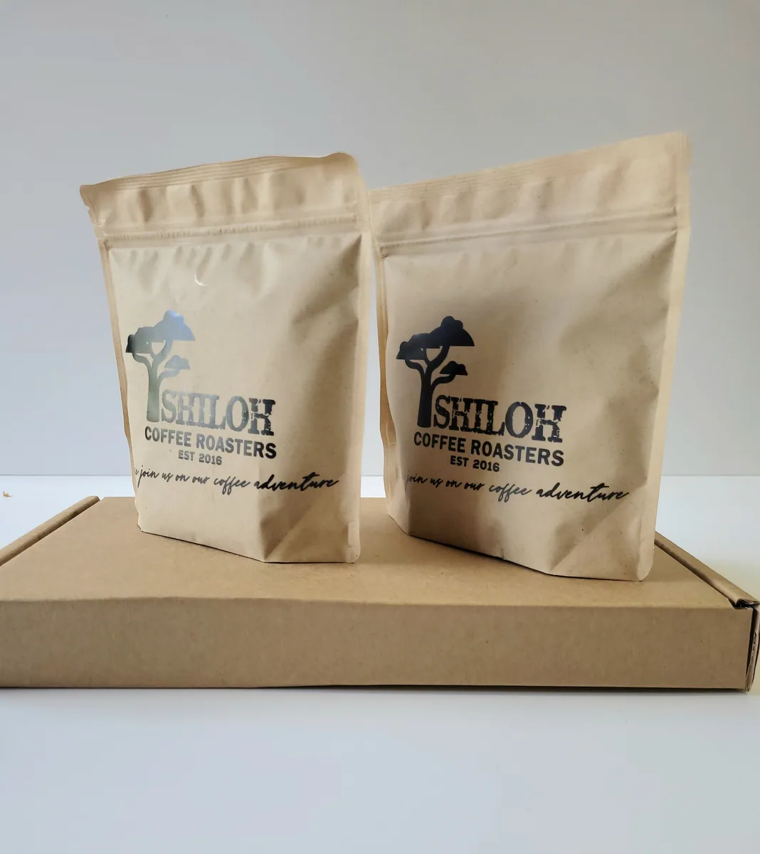 the foundry blend pack - 2 x 250g bags. one bag changes each month, kenya + rwanda coffee from shiloh coffee roasters ltd