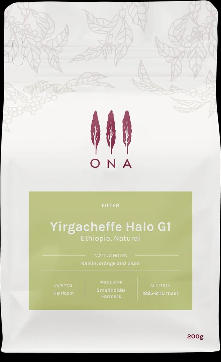 yirgacheffe halo g1, ethiopia, natural, ethiopia coffee from ona