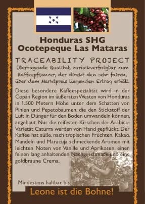 honduras ocotepeque las mataras – traceability project, honduras coffee from leone caffè