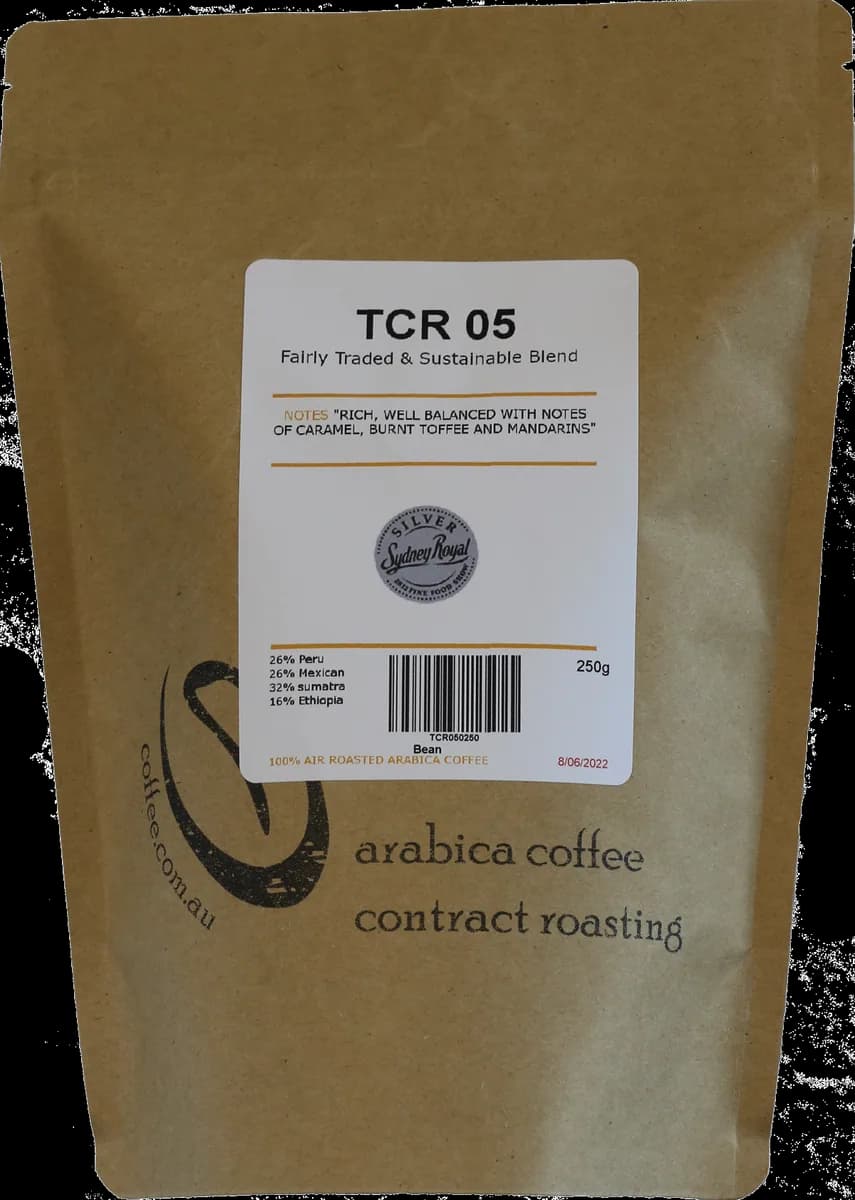 tcr05 – fairly traded sustainable blend, ethiopia + peru + indonesia + sumatra coffee from the coffee roaster