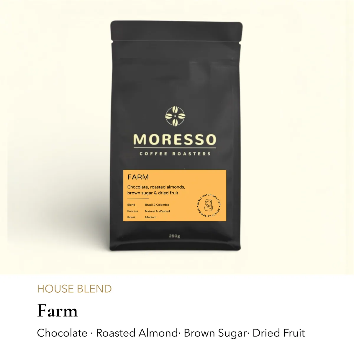 farm, colombia + brazil coffee from moresso coffee roasters