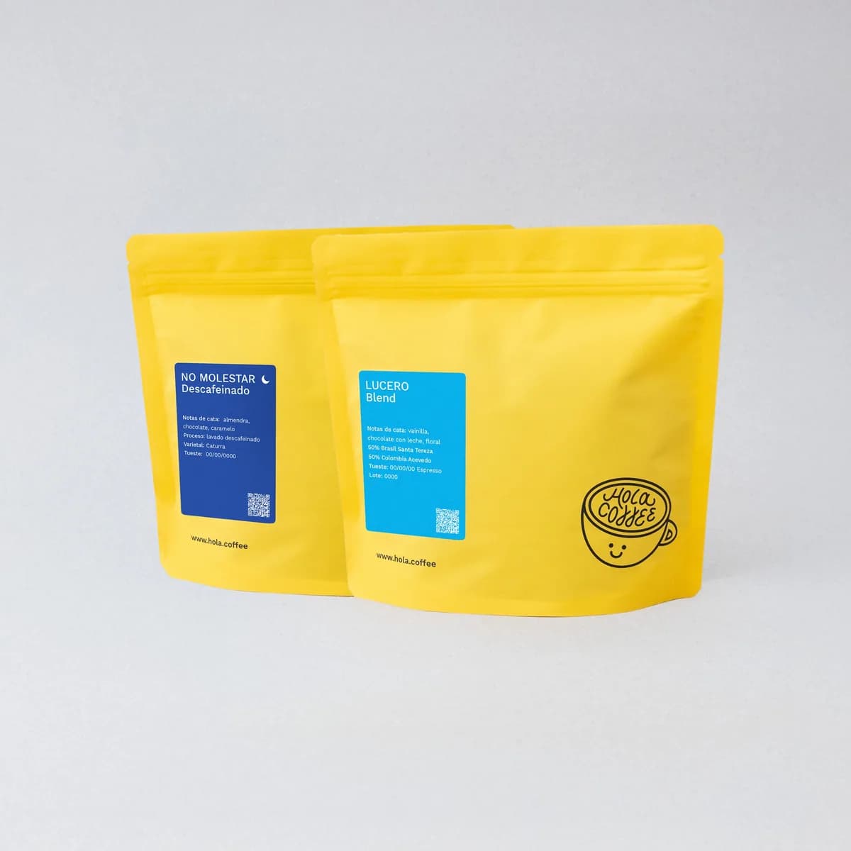 on/off pack - lucero blend & no molestar decaf, colombia coffee from hola coffee roastery