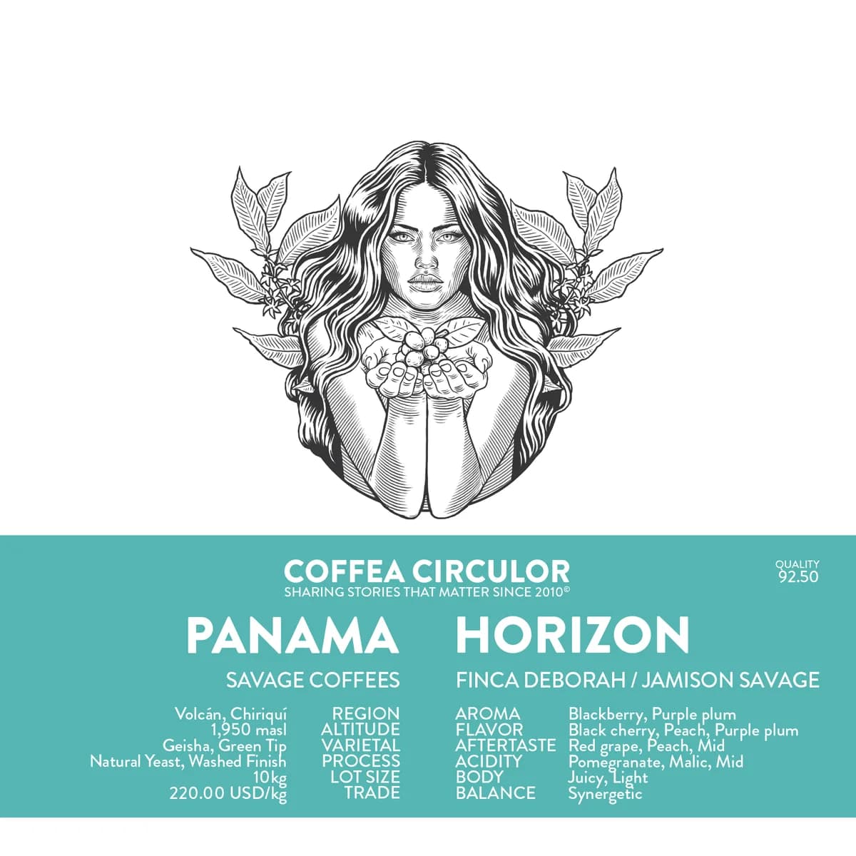 panama savage coffees finca deborah geisha horizon natural yeast washed finish, panama coffee from coffea circulor