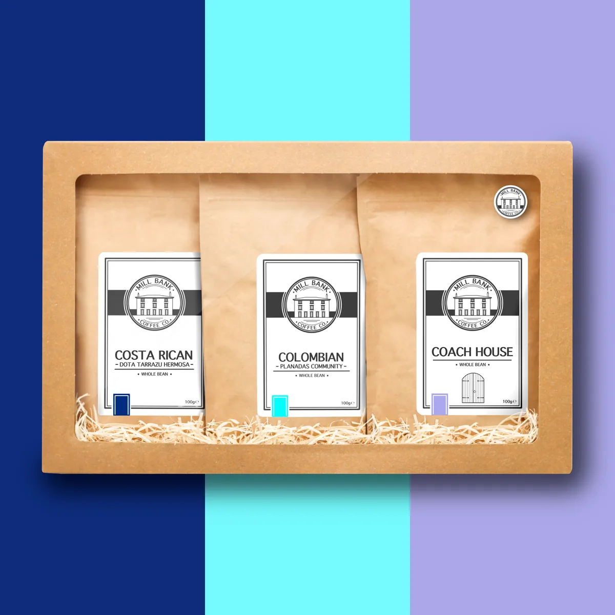 smooth coffee gift box, colombia + costa rica coffee from mill bank coffee co.