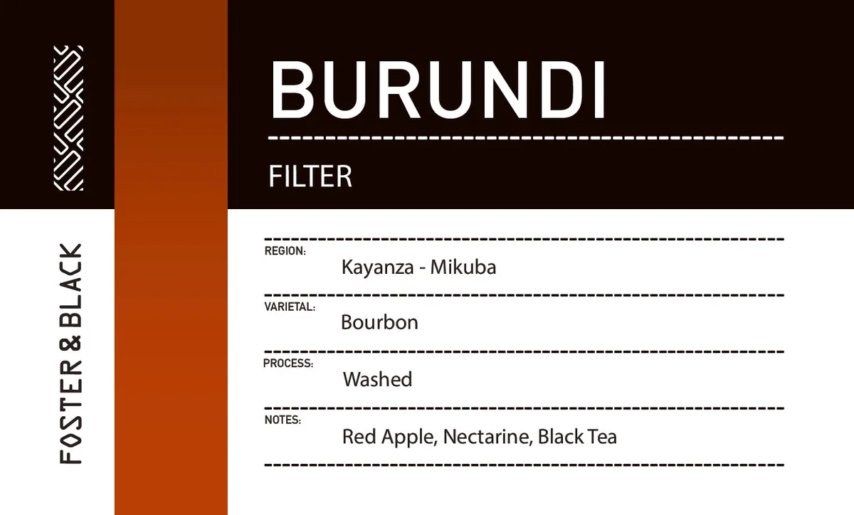 burundi - kayanza mikuba {filter}, burundi coffee from foster & black specialty coffee roastery
