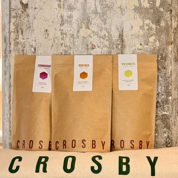 blend sample box, kenya + uganda + brazil + peru coffee from crosby coffee oxford road