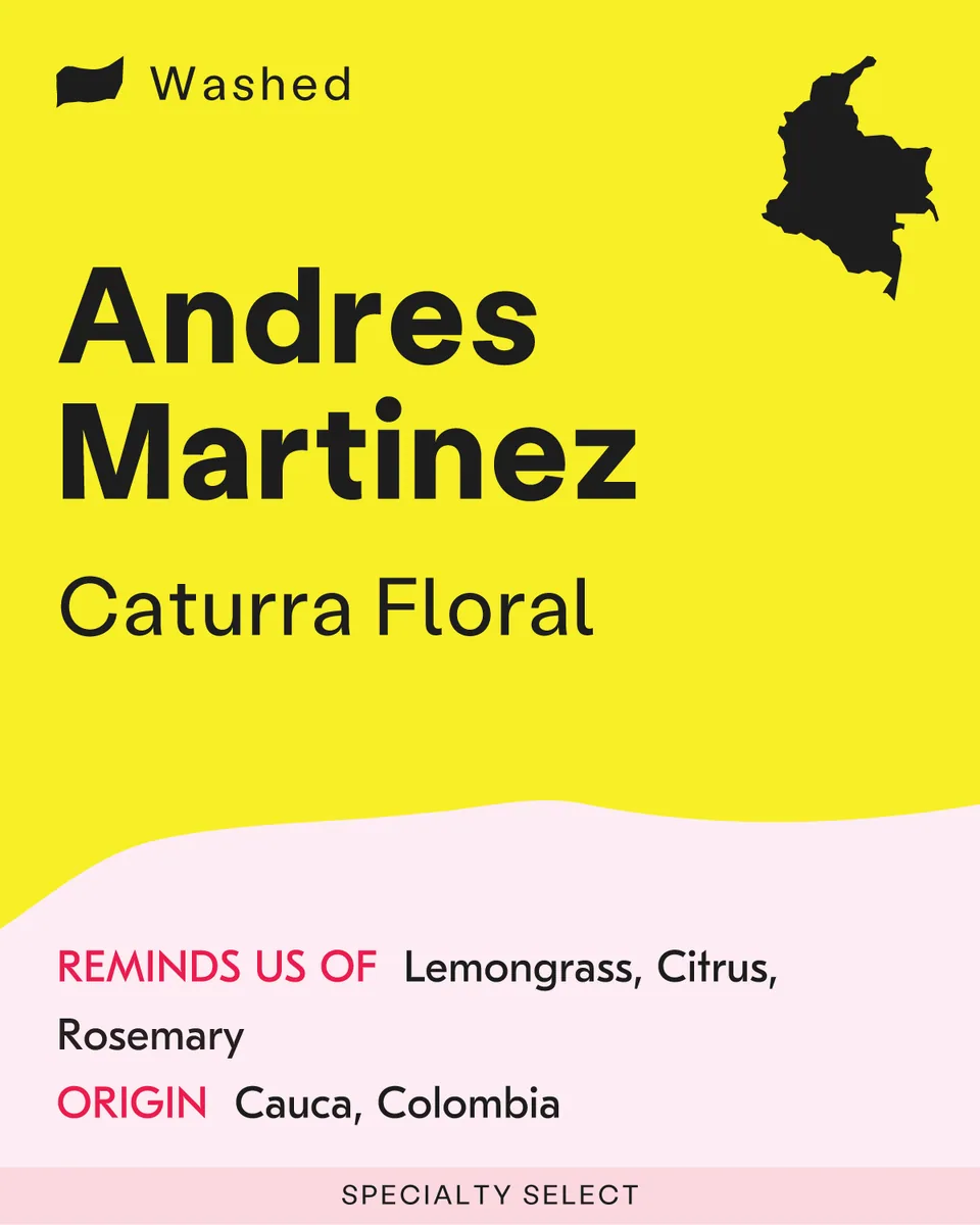 andres martinez - caturra floral, colombia coffee from sk coffee: whittier