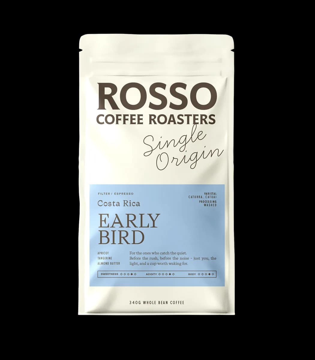 early bird / costa rica, costa rica coffee from rosso coffee roasters - 17th ave