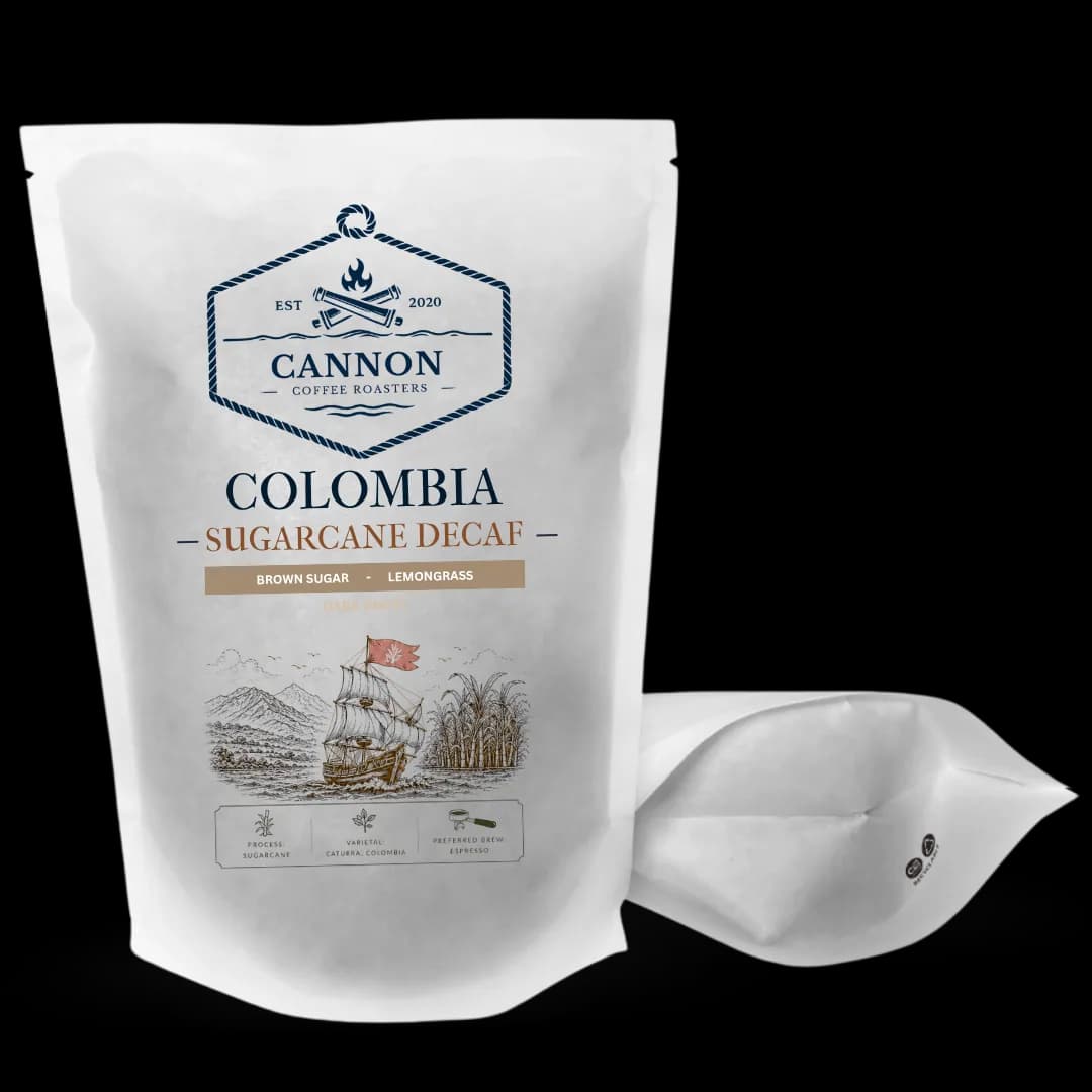 colombia sugarcane decaf, colombia coffee from cannon coffee roasters
