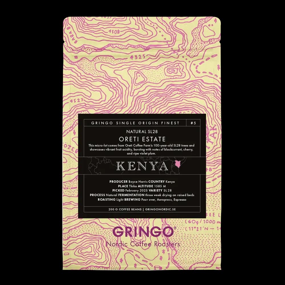 kenya oreti sl28 natural, kenya coffee from gringo nordic coffee roasters