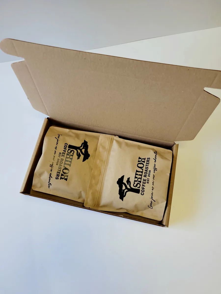 the decaf pack - 2 x 250g bags, kenya + brazil coffee from shiloh coffee roasters ltd
