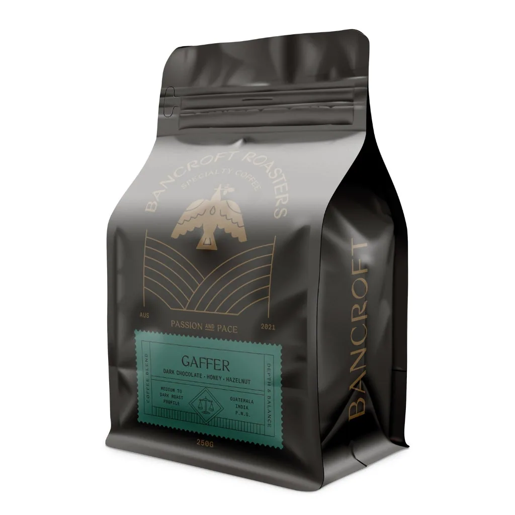 gaffer blend, brazil + el salvador + papua new guinea coffee from bancroft roasters bardon
