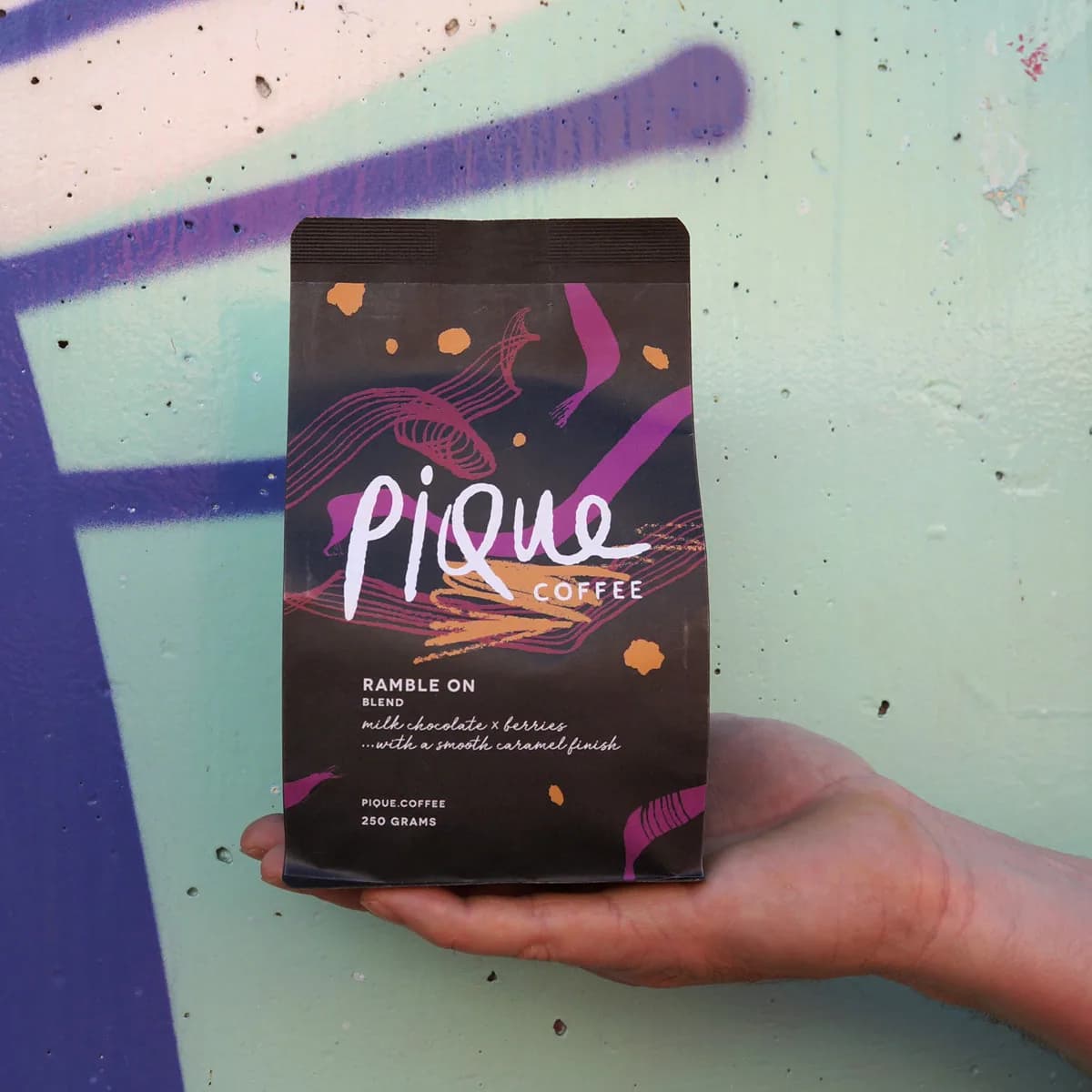 ramble on blend, ethiopia + brazil coffee from pique coffee