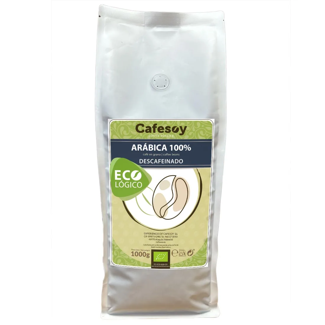 cafe descafeinado ecologico 1 kg., honduras + el salvador coffee from cafés cafesoy | café especialidad | tienda café online