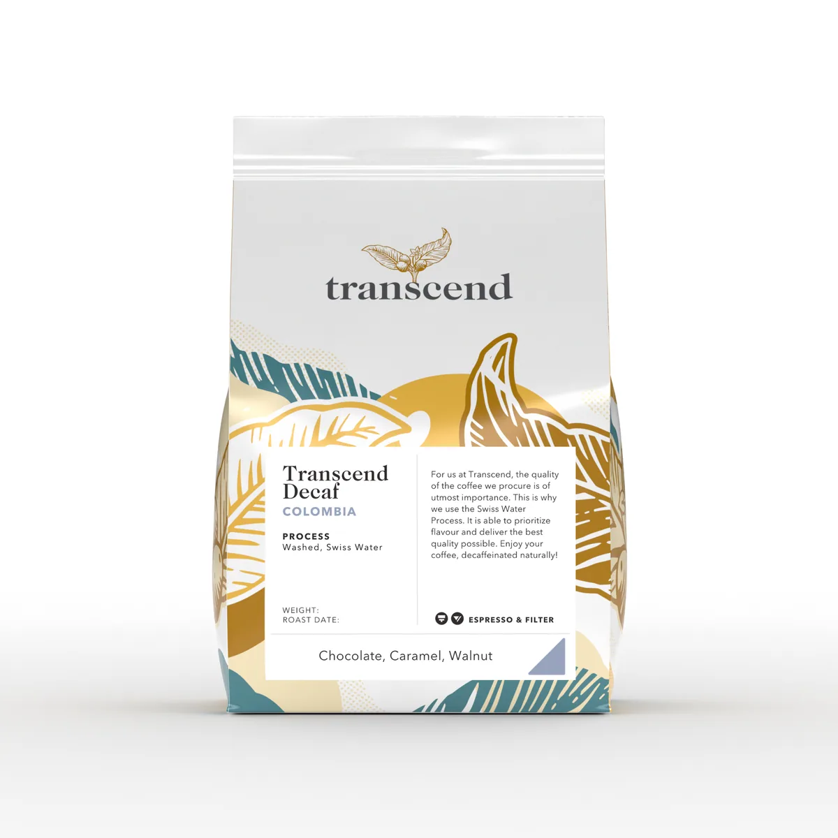transcend decaf - colombia, colombia coffee from transcend coffee and roastery
