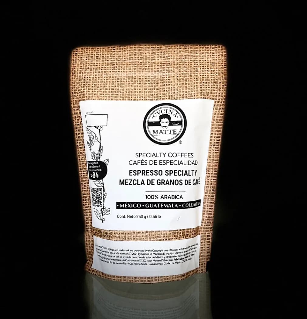 espresso specialty cucinamatte® mexico guatemala colombia 250g 0,55 lb, colombia + guatemala + mexico coffee from caffè cucinamatte ‘82