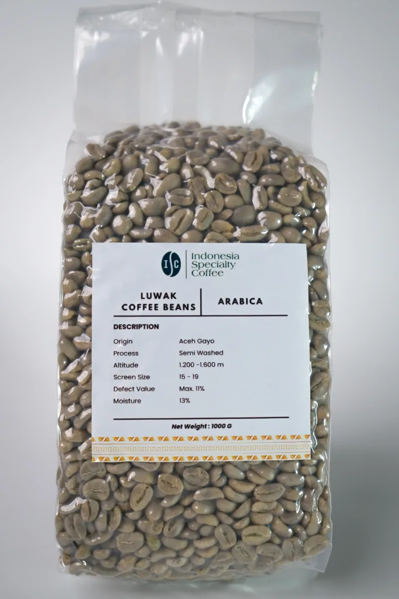 kopi luwak green coffee beans, indonesia + sumatra coffee from pt. indonesia specialty coffee