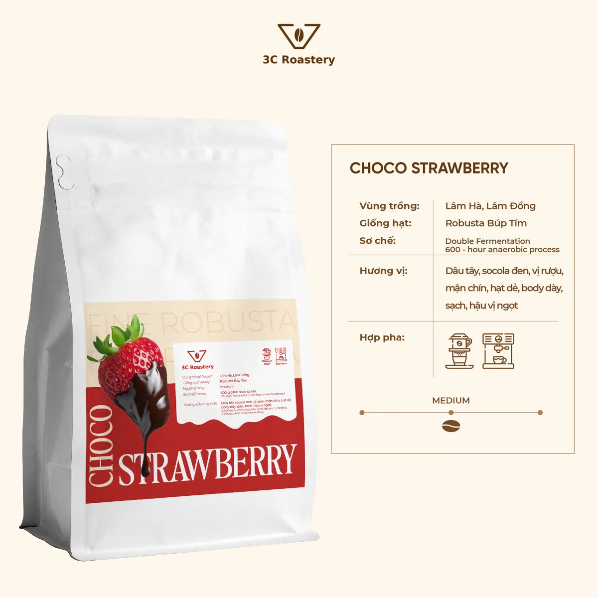 choco strawberry, vietnam coffee from 3c roastery - 66 vũ phạm hàm