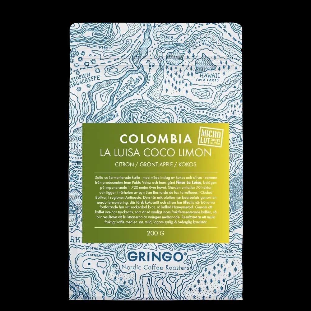 colombia la luisa coco limon, colombia coffee from gringo nordic coffee roasters