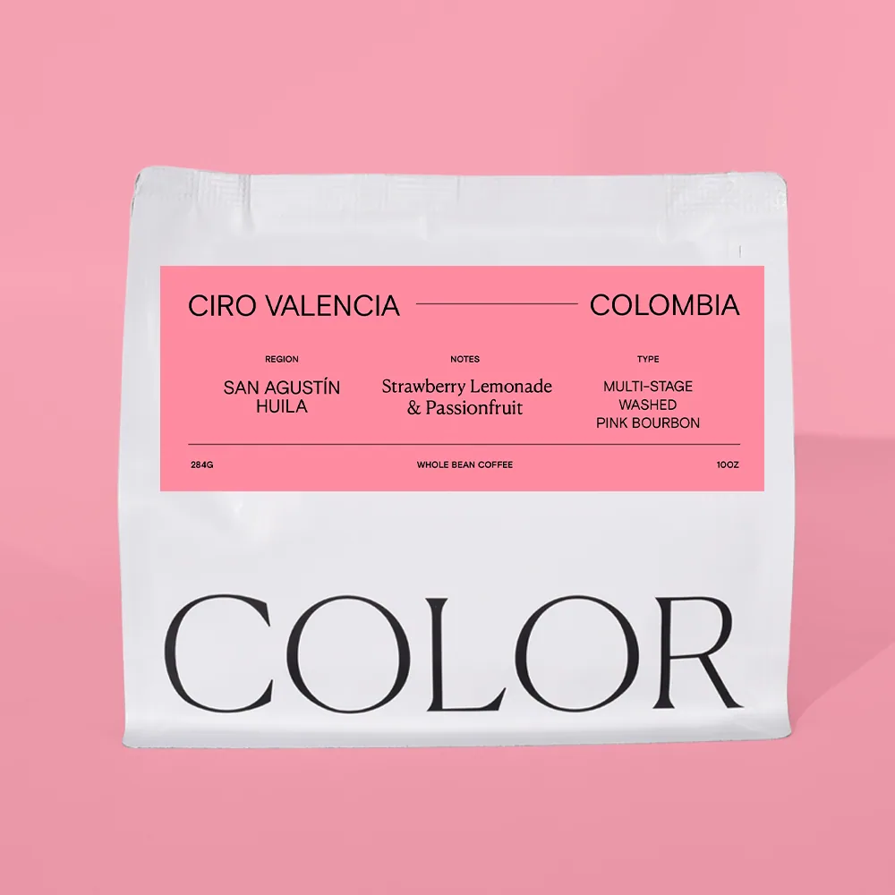 colombia ciro valencia - multi-stage washed pink bourbon, colombia coffee from color coffee roasters