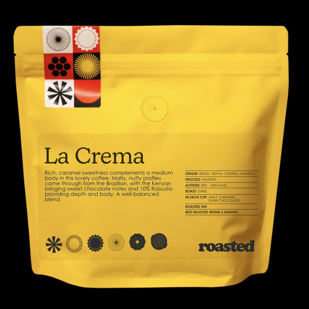 la crema, kenya + brazil coffee from roasted coffee limited