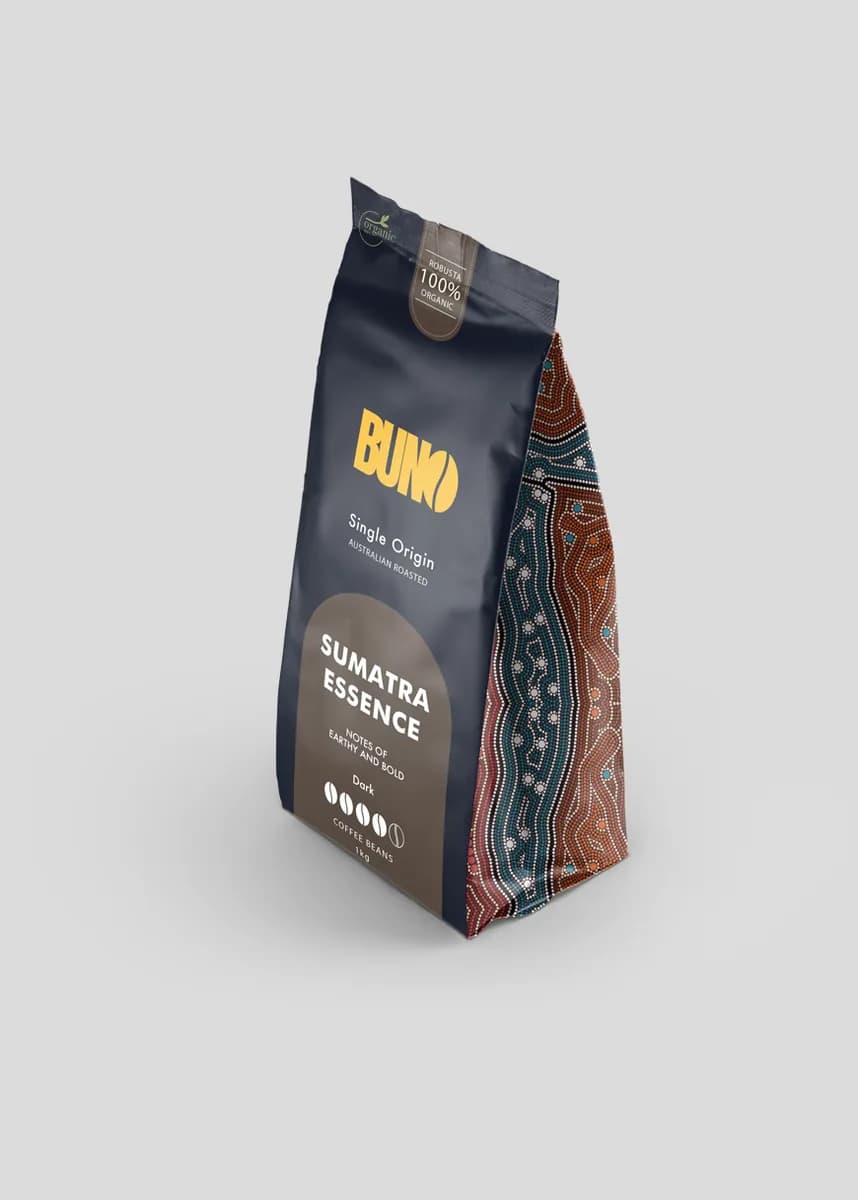 sumatra essence | medium dark robusta organic whole bean coffee, indonesia + sumatra coffee from buno coffee roasters and cafe - west end