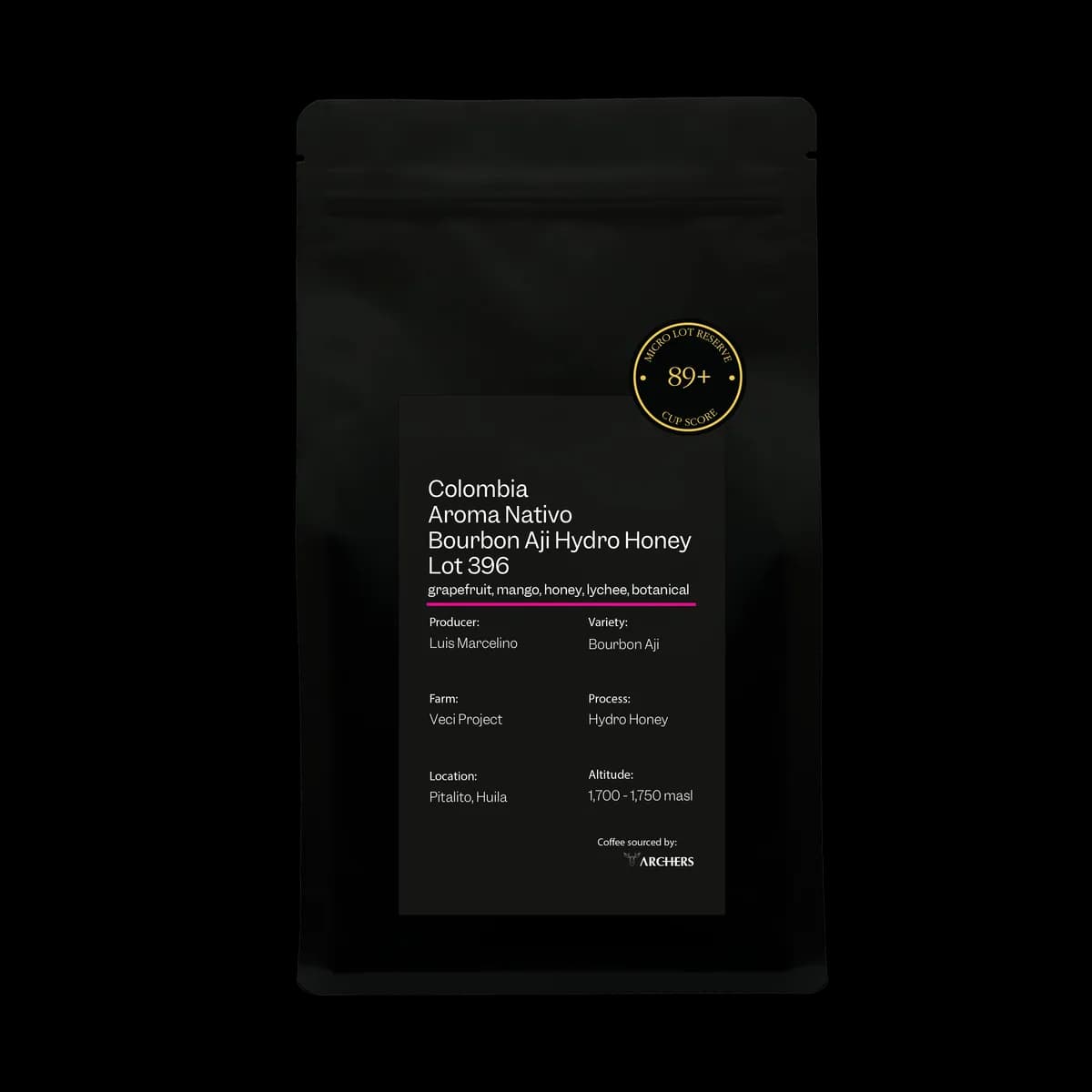 colombia - aroma nativo bourbon aji hydro honey lot 396, colombia coffee from archers coffee