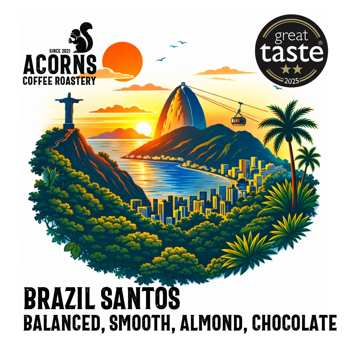 brazil santos, brazil coffee from acorns coffee and cake