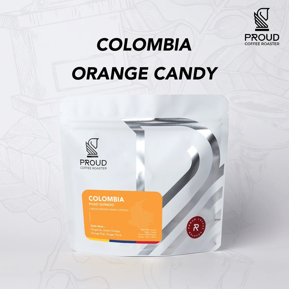 เมล็ดกาแฟคั่วอ่อน colombia orange candy (150 g), colombia coffee from proud coffee roaster