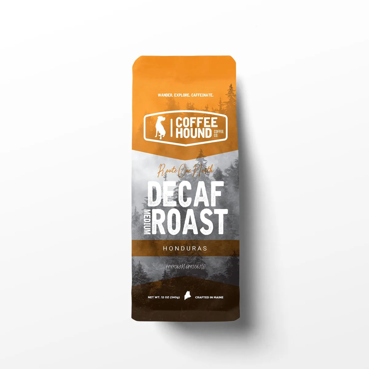 route 1: decaf medium roast coffee, honduras coffee from coffee hound coffee co. at the stadium