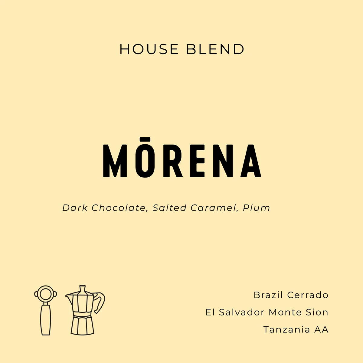 mōrena - house blend, tanzania + brazil + el salvador coffee from espresso workshop coffee roasters