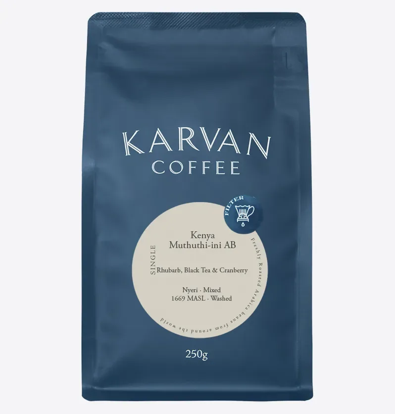 kenya muthuthi-ini ab | filter, kenya coffee from leaf bean machine