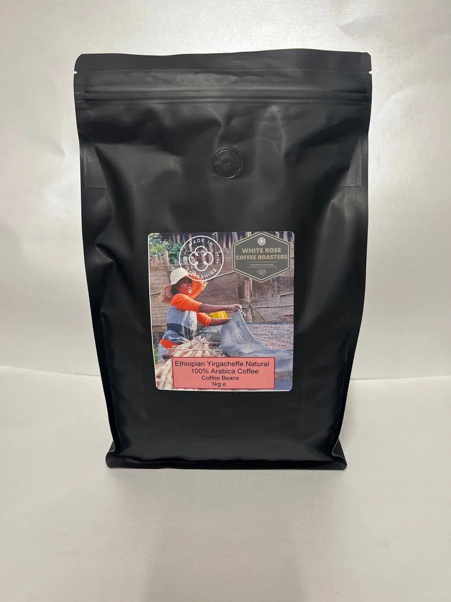 ethiopian yirgacheffe natural aricha arabica roasted coffee, ethiopia coffee from white rose coffee roasters