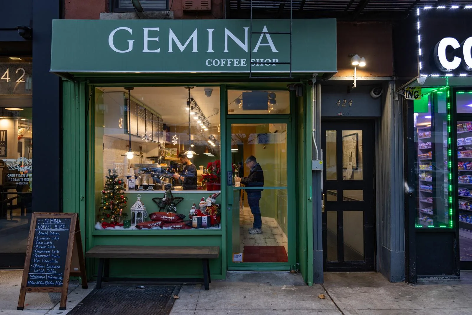 Gemina Coffee Shop in New York City, specialty coffee cafe