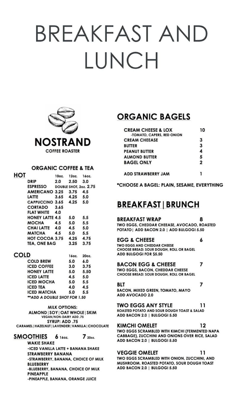Nostrand Coffee Roaster in New York City, specialty coffee cafe