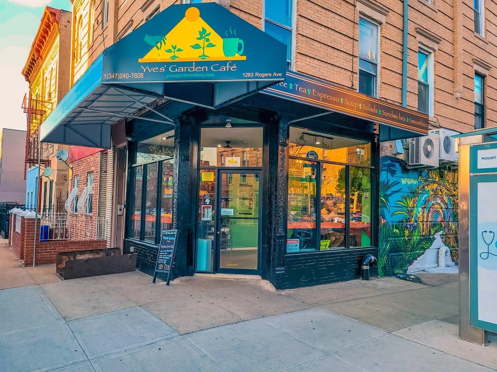 Yves' Garden Café in New York City, specialty coffee cafe